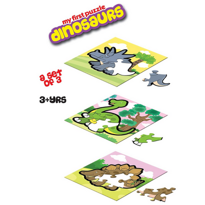 Frank Dinosaurs - A Set of 3 Jigsaw Puzzle for Kids