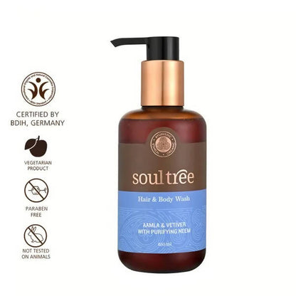 Soultree Hair & Body Wash - Aamla & Vetiver With Purifying Neem - 250 ml