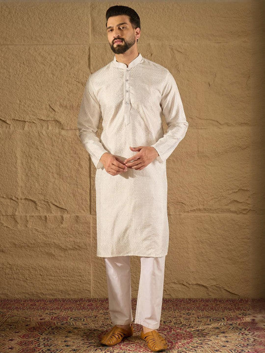 Anouk Men Embroidered Kurta White