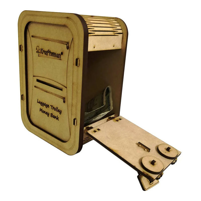 Kraftsman Wooden Money Safe Luggage Trolley Style | Made In India
