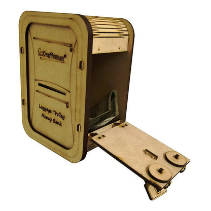 Kraftsman Wooden Money Safe Luggage Trolley Style | Made In India