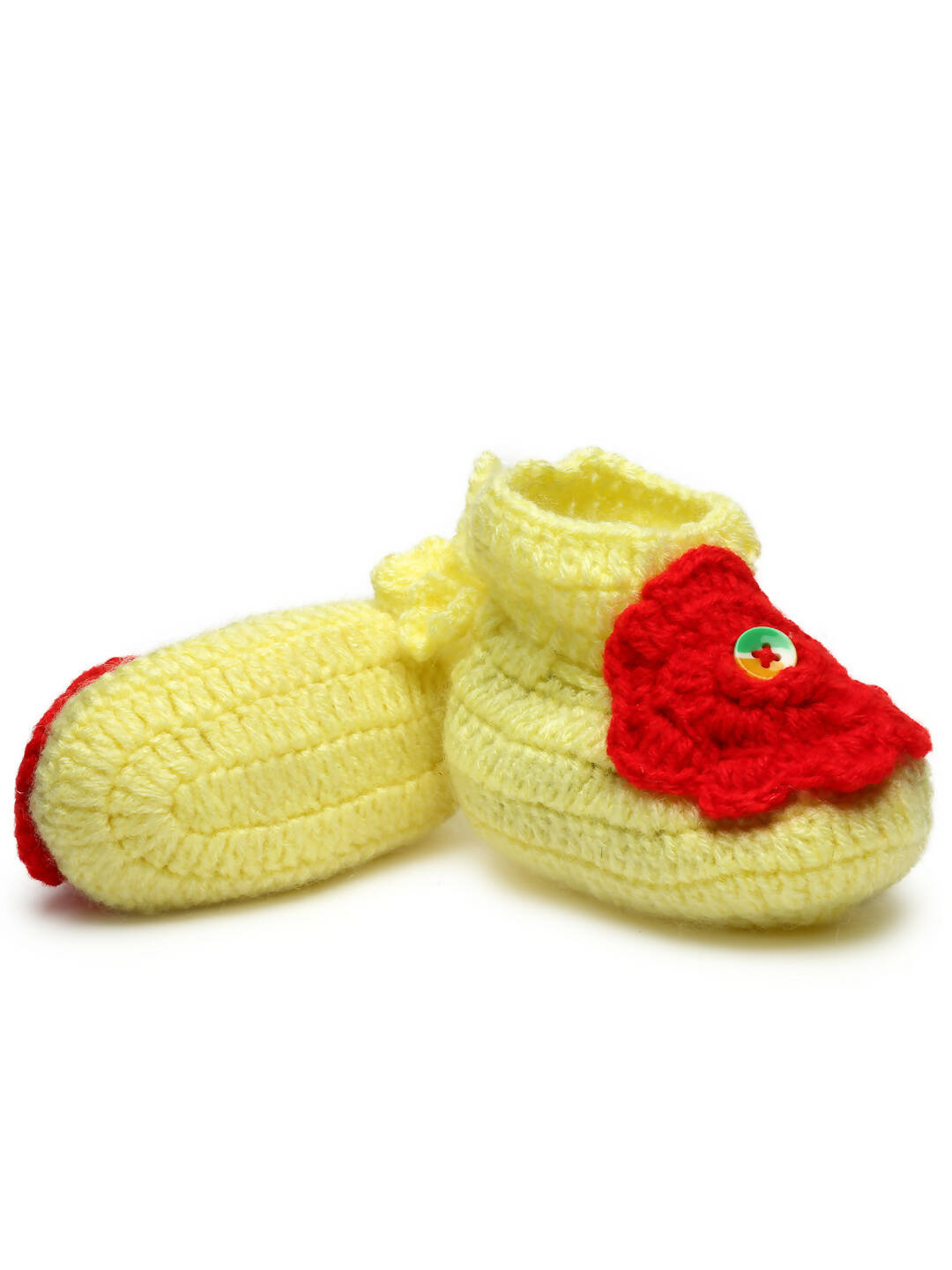 Chutput Kids Woollen Hand Knitted Flower Detailed Booties - Yellow