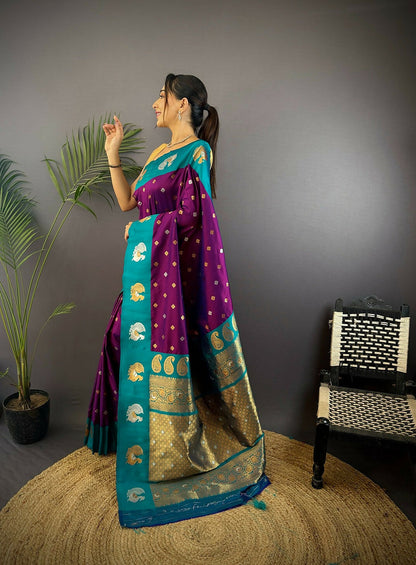 Joban Fashion Royal Blue Butti Banarasi Silk Sarees