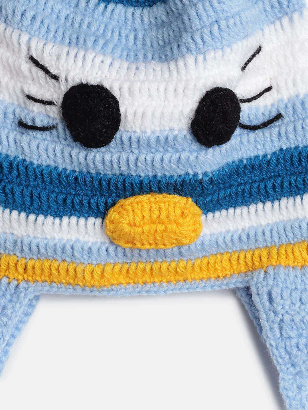 Chutput Kids Woollen Hand Knitted Cat Detail Cap - Blue