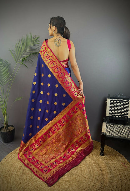 Joban Fashion Red Butti Banarasi Silk Sarees