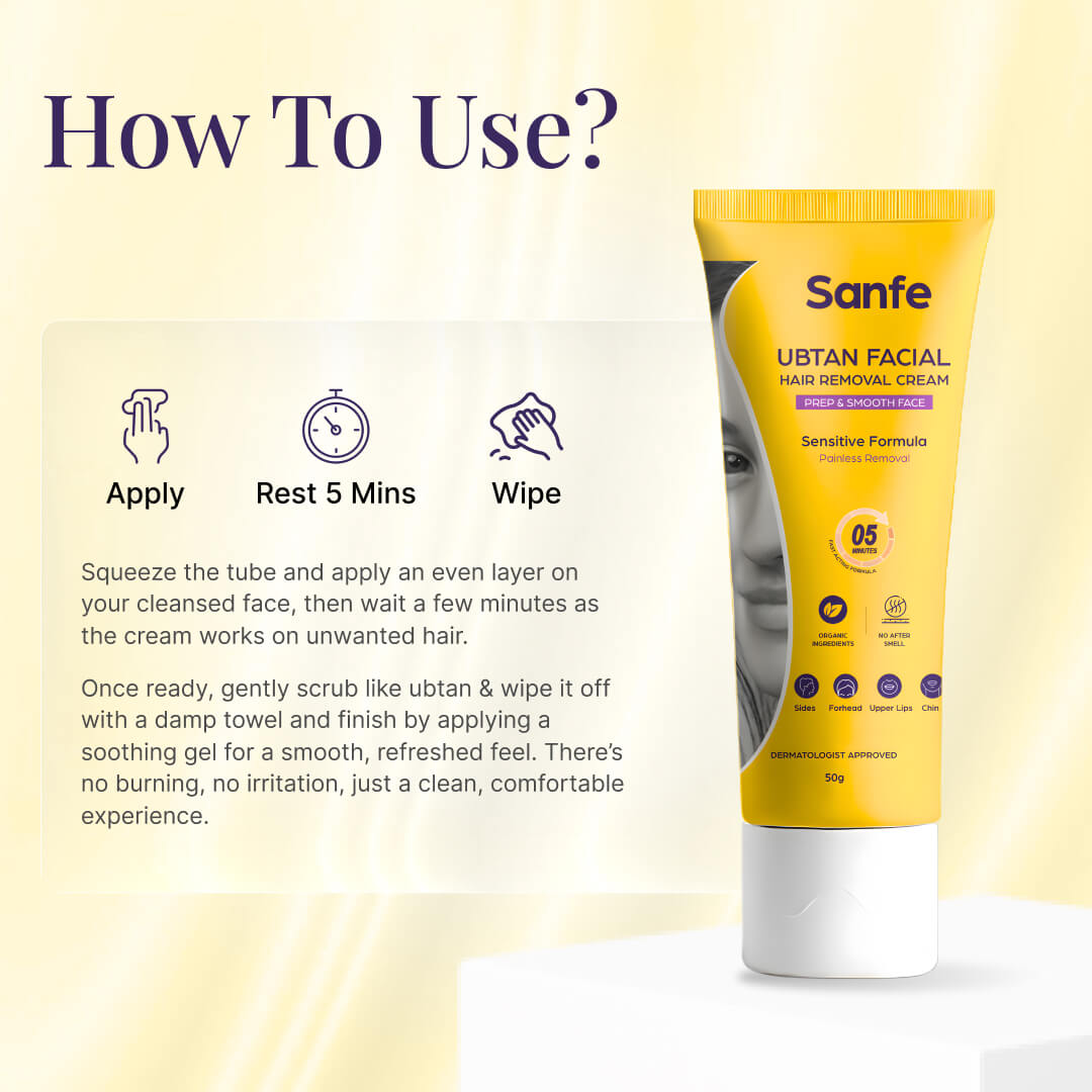 Sanfe Ubtan Facial Hair Removal Cream - 50 gms
