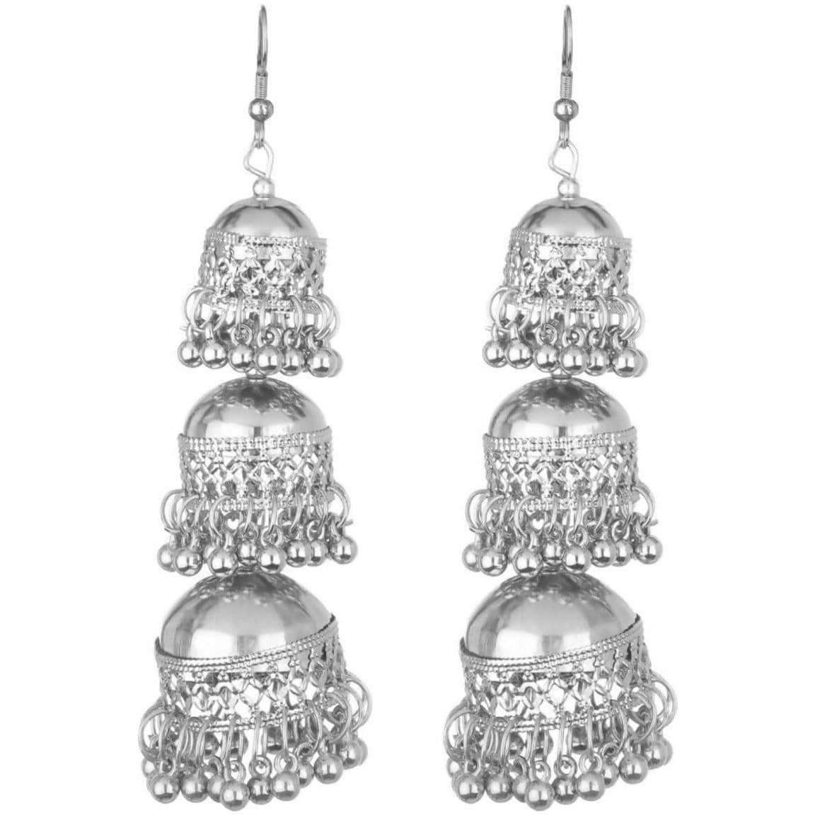 MS Fashion India Afghani Kashmiri Tribal Oxidized Dangle Long Earrings