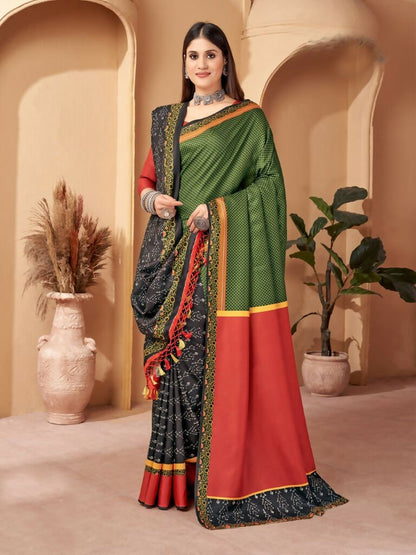 Aayaa Designer Winter Collection Printed Saree With Shawl - Multi Color