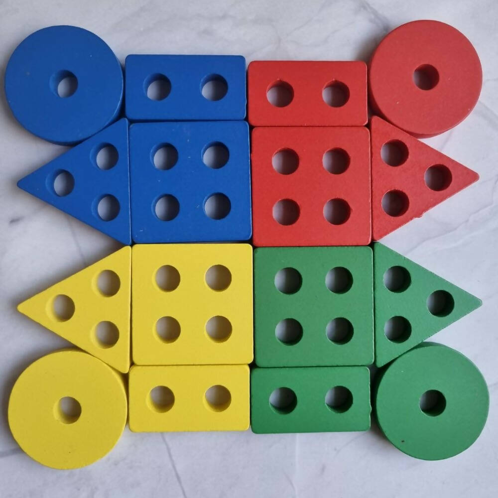 Nesta Toys Shape Sorter | Stacker | Lacing Toy - Multicolor