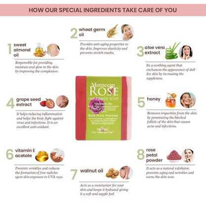Nyassa Moroccan Rose Soap Walnut Oil & Rose Powder