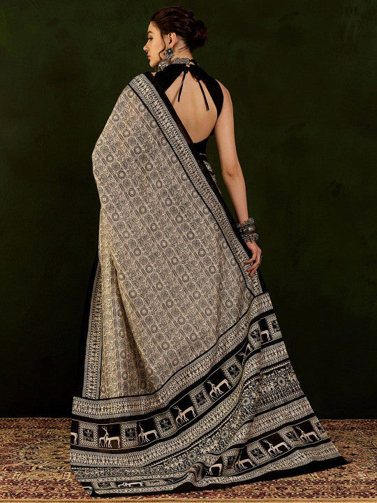 Sangria Dadu Printed Saree With Blouse Piece