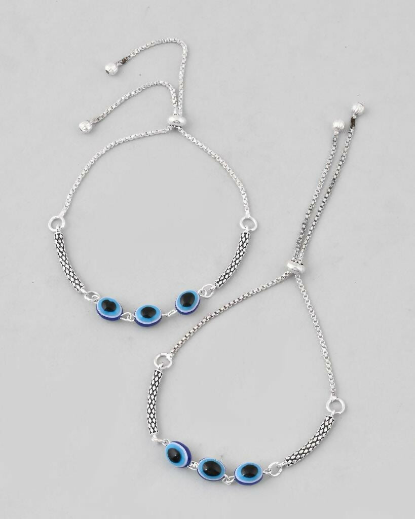VOJ Set of 2 Traditional Evil Eye Designer Anklet
