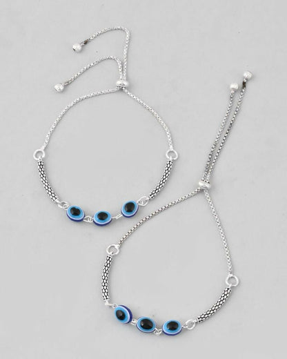 VOJ Set of 2 Traditional Evil Eye Designer Anklet