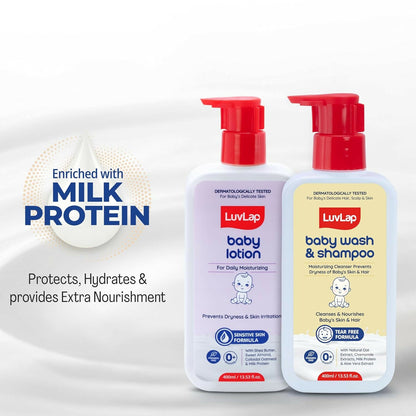 LuvLap Baby Wash & Shampoo + Baby Lotion Combo Set