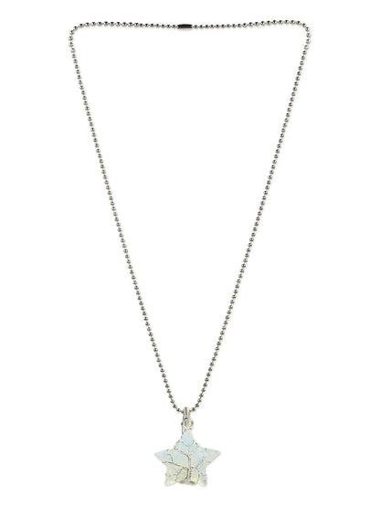 Women's Silver-Toned Blue Silver-Plated Handcrafted Chain - Ruby Raang