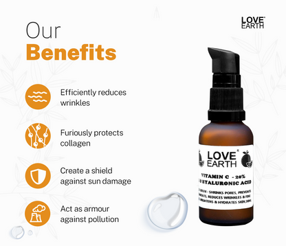 Love Earth Vitamin C 20%, E & Hydraulic Acid – Face Serum