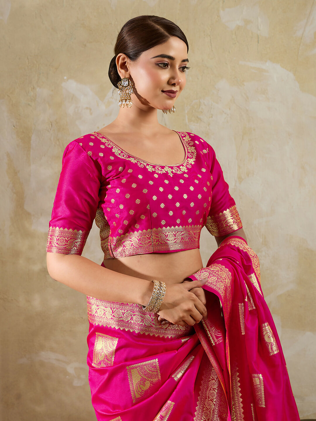 Shree Shyam Fashion Magenta Silk Blend Saree