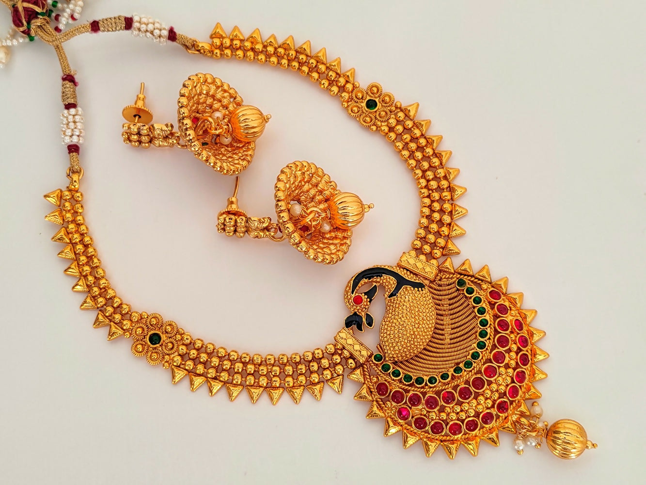 Multicolor Peacock Necklace Set