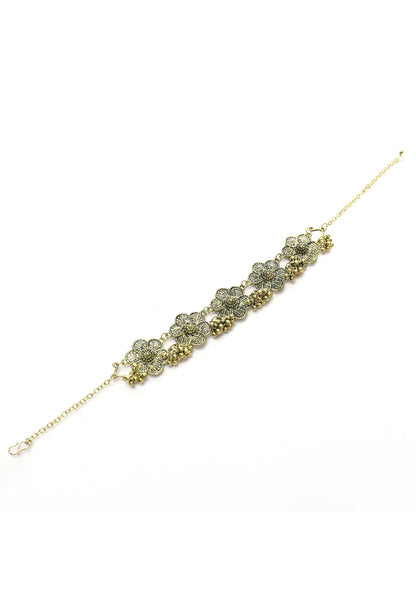 Mominos Fashion Johar Kamal Golden-Plated Brass Finish Floral Desgin Choker For Women