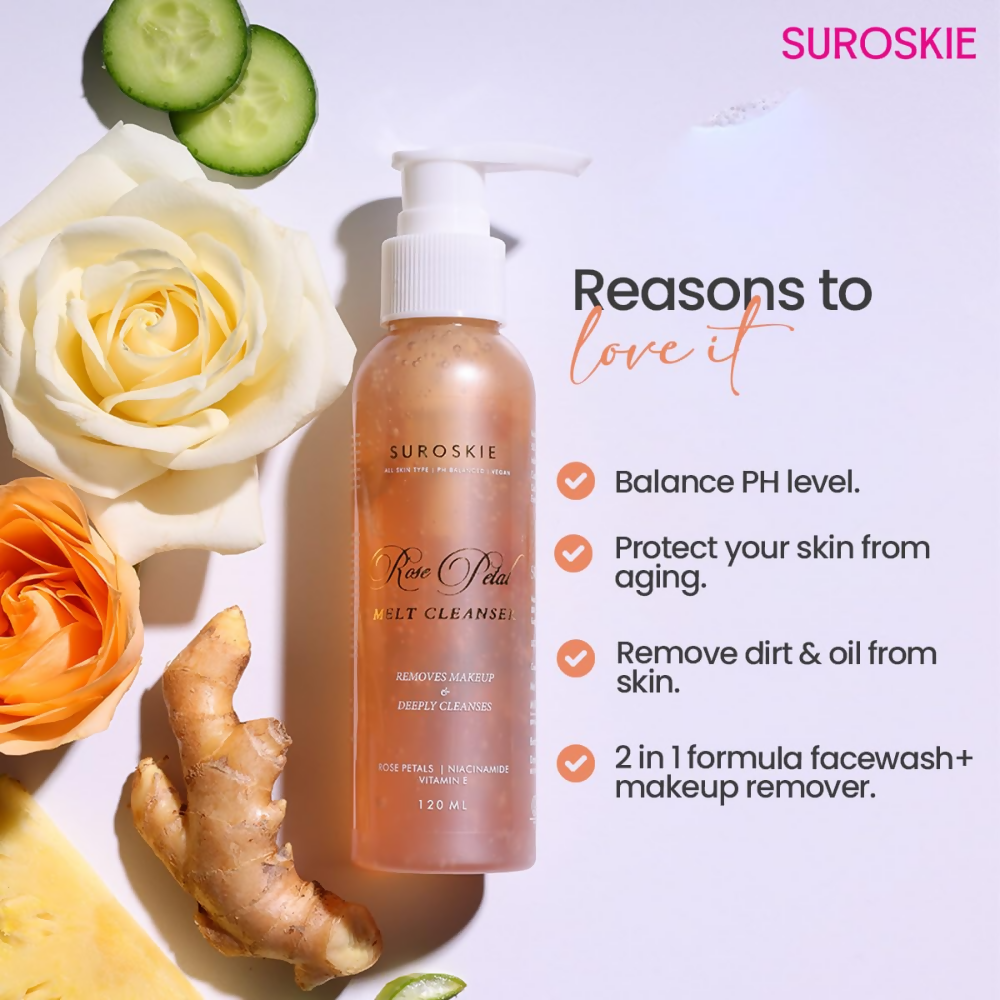 SUROSKIE Rose Petals Melt Cleanser 2-In-1 Face Wash & Makeup Remover