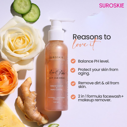 SUROSKIE Rose Petals Melt Cleanser 2-In-1 Face Wash & Makeup Remover