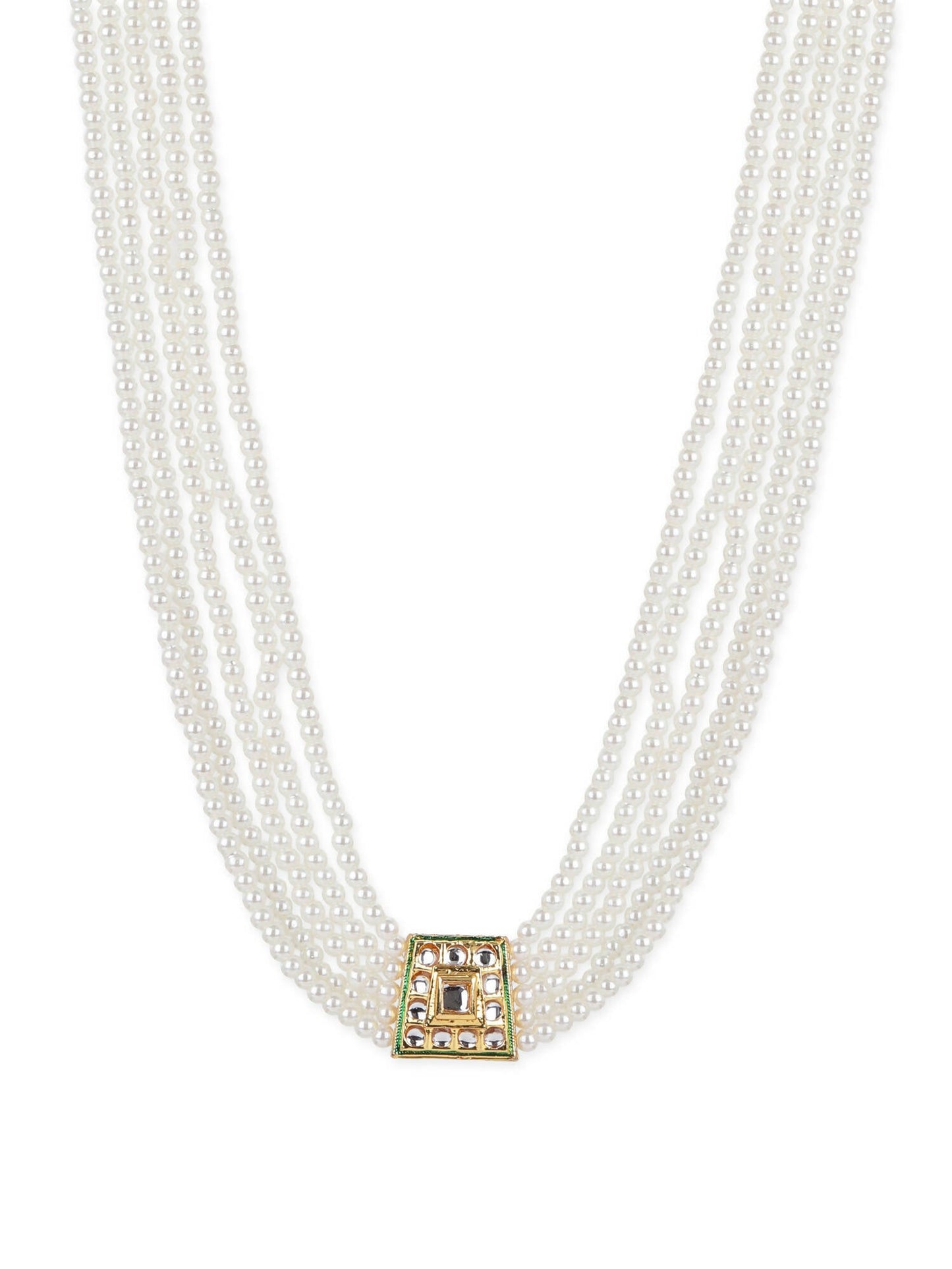 Gold-Toned White Brass Gold-Polished Necklace - Ruby Raang
