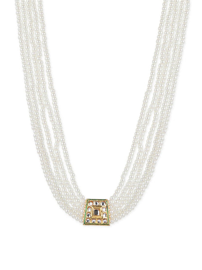Gold-Toned White Brass Gold-Polished Necklace - Ruby Raang