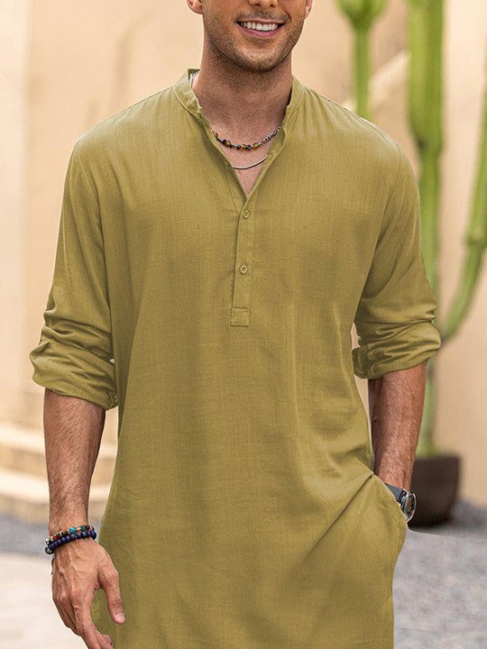 Anouk Men Solid Long Kurta Yellow
