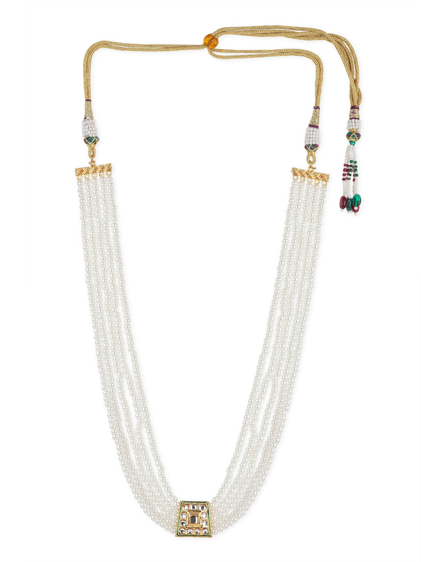 Gold-Toned White Brass Gold-Polished Necklace - Ruby Raang