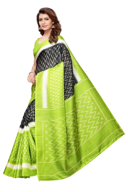 Vamika Mehandi Green Kalamkari With Jhalar Khadi Silk Saree