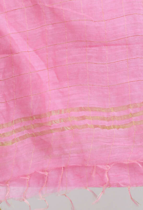 Mominos Fashion Moeza Women's Cotton Zari Box Baby Pink Dupatta