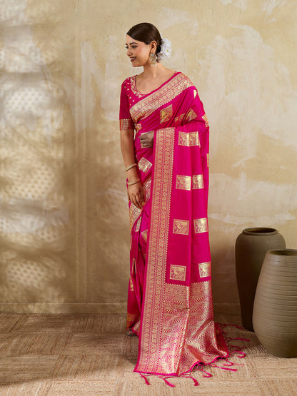 Shree Shyam Fashion Magenta Silk Blend Saree