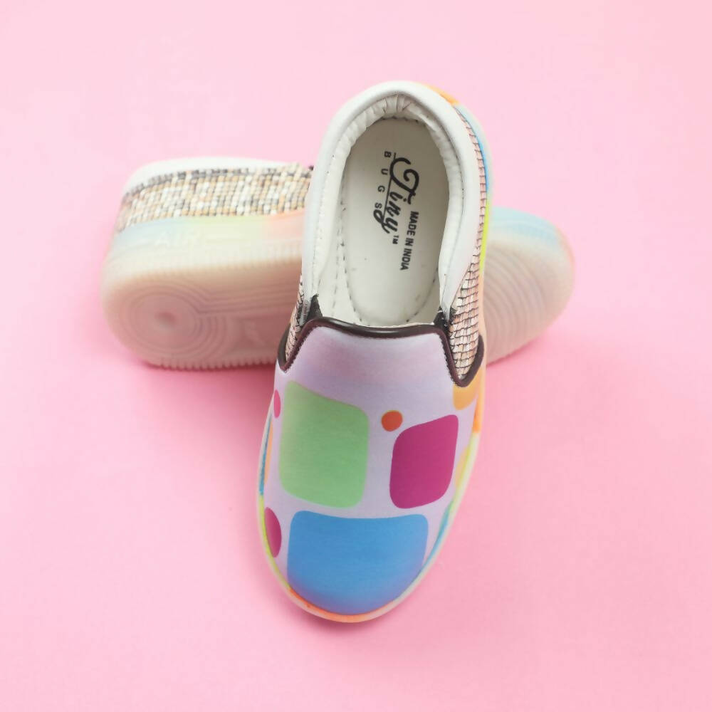 Tiny Bugs Unisex Colorblock Slip Ons Sneakers - Whithe