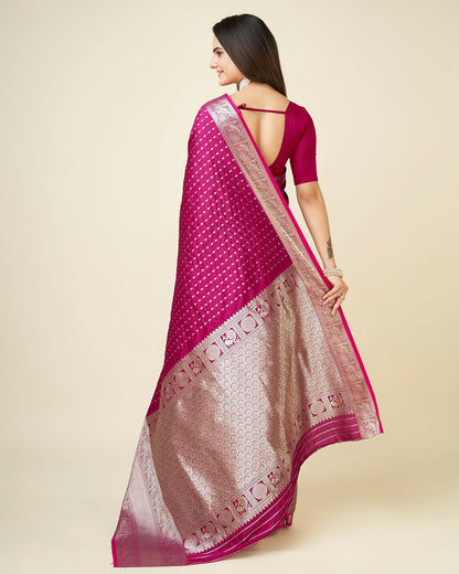 Joban Fashion Rani Pink Small Butti Banarasi Silk Sarees