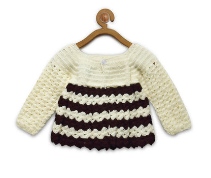 Chutput Kids Cream Coloured Sweet Solid Pullover Sweater