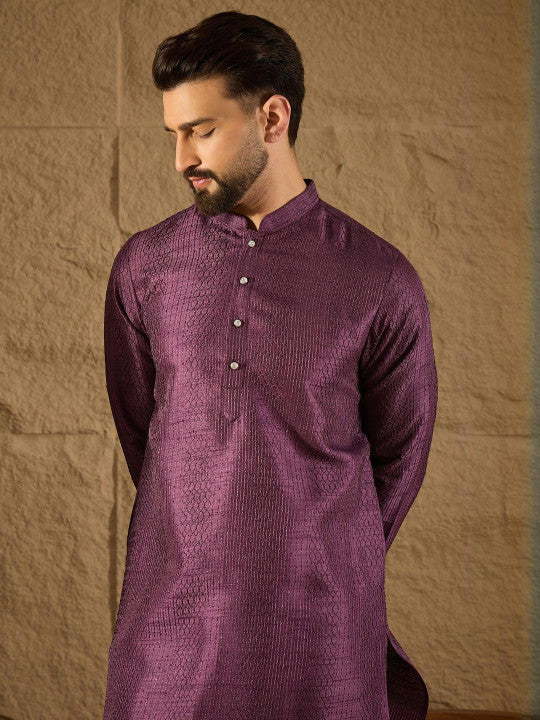 Anouk Men Embroidered Kurta Purple