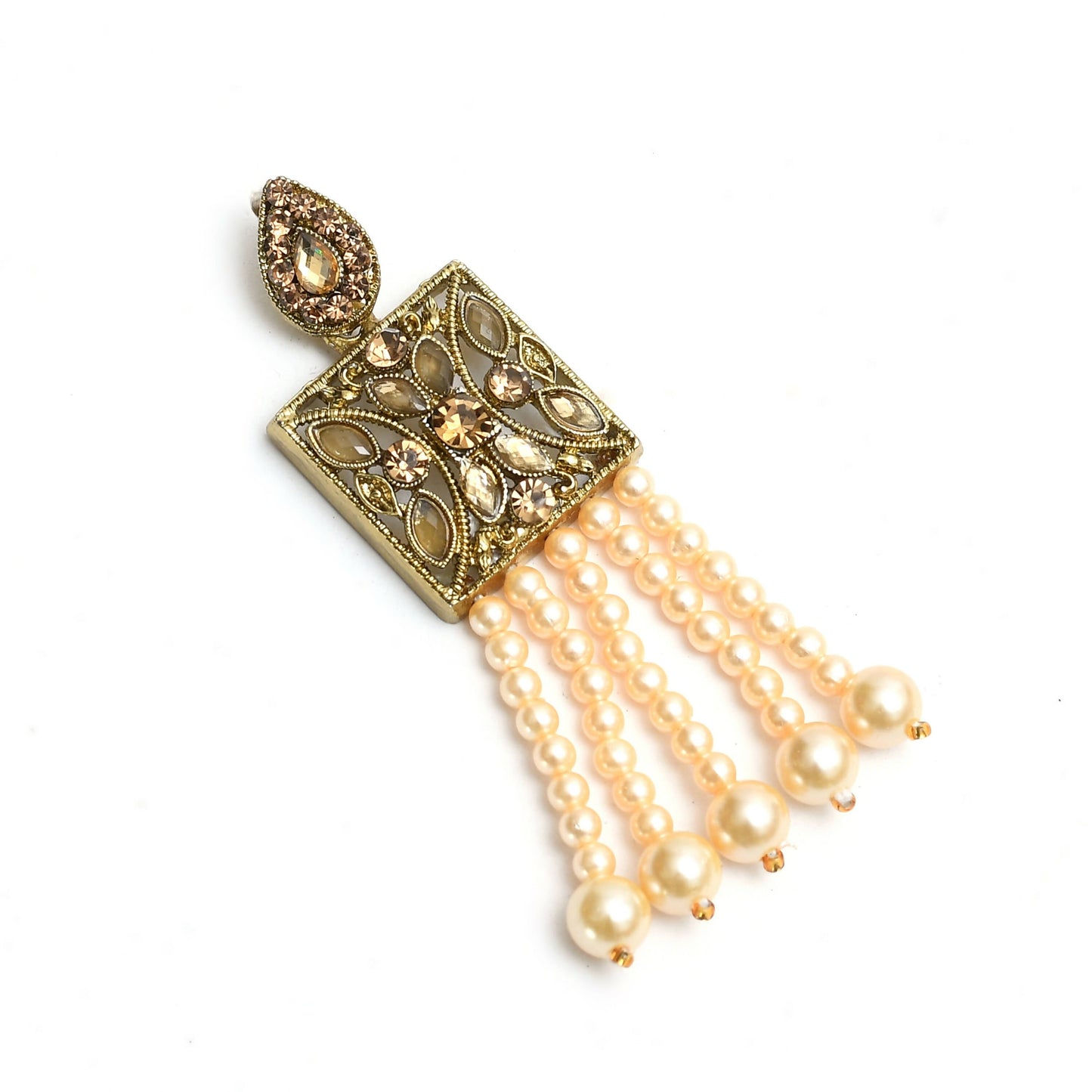 Mominos Fashion Johar Kamal Off White Color Kundan & Pearls Necklace Set
