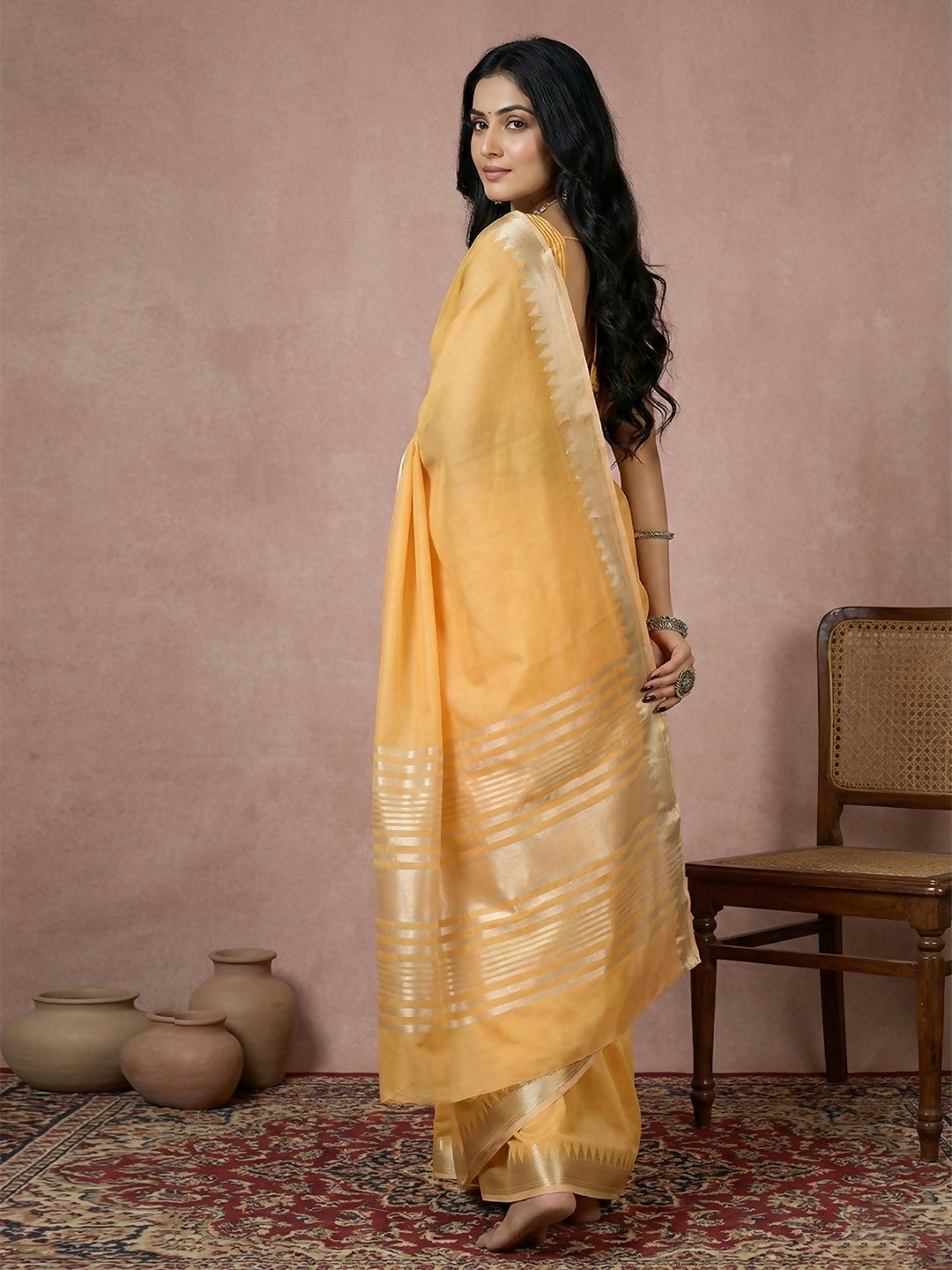 Shree Shyam Fashion Mustard Yellow Cotton Saree