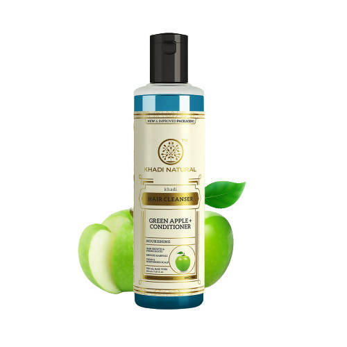 khadi natural green apple + conditioner hair cleanser - 210 ml