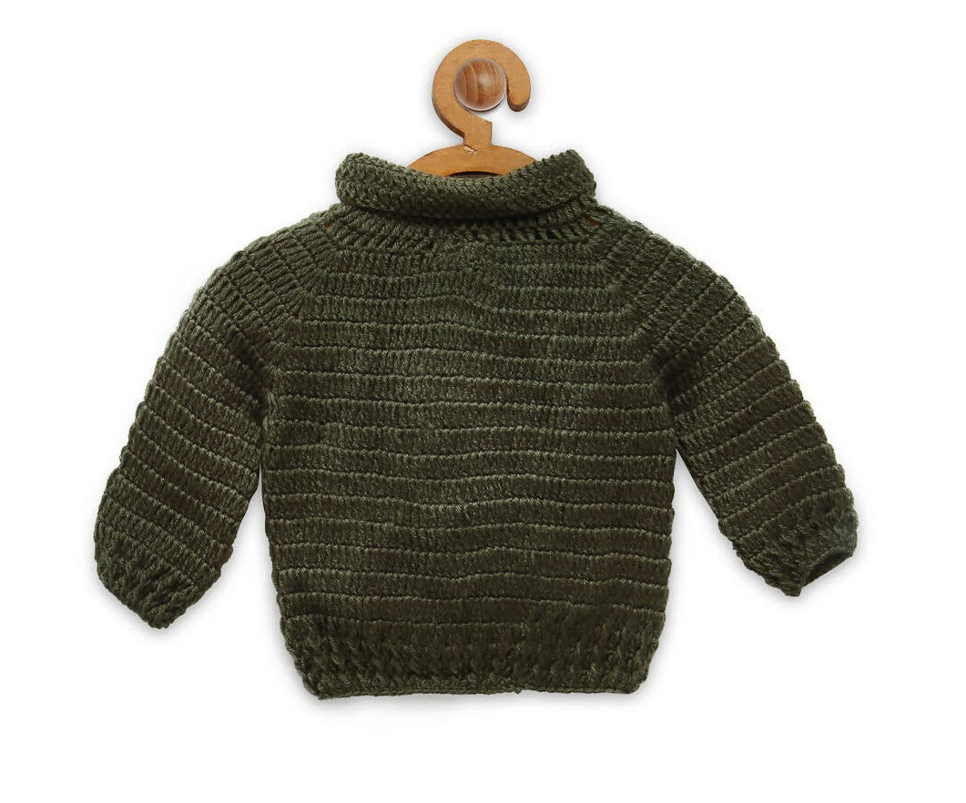 Chutput Kids Green Parrot Design Solid Pullover Sweater