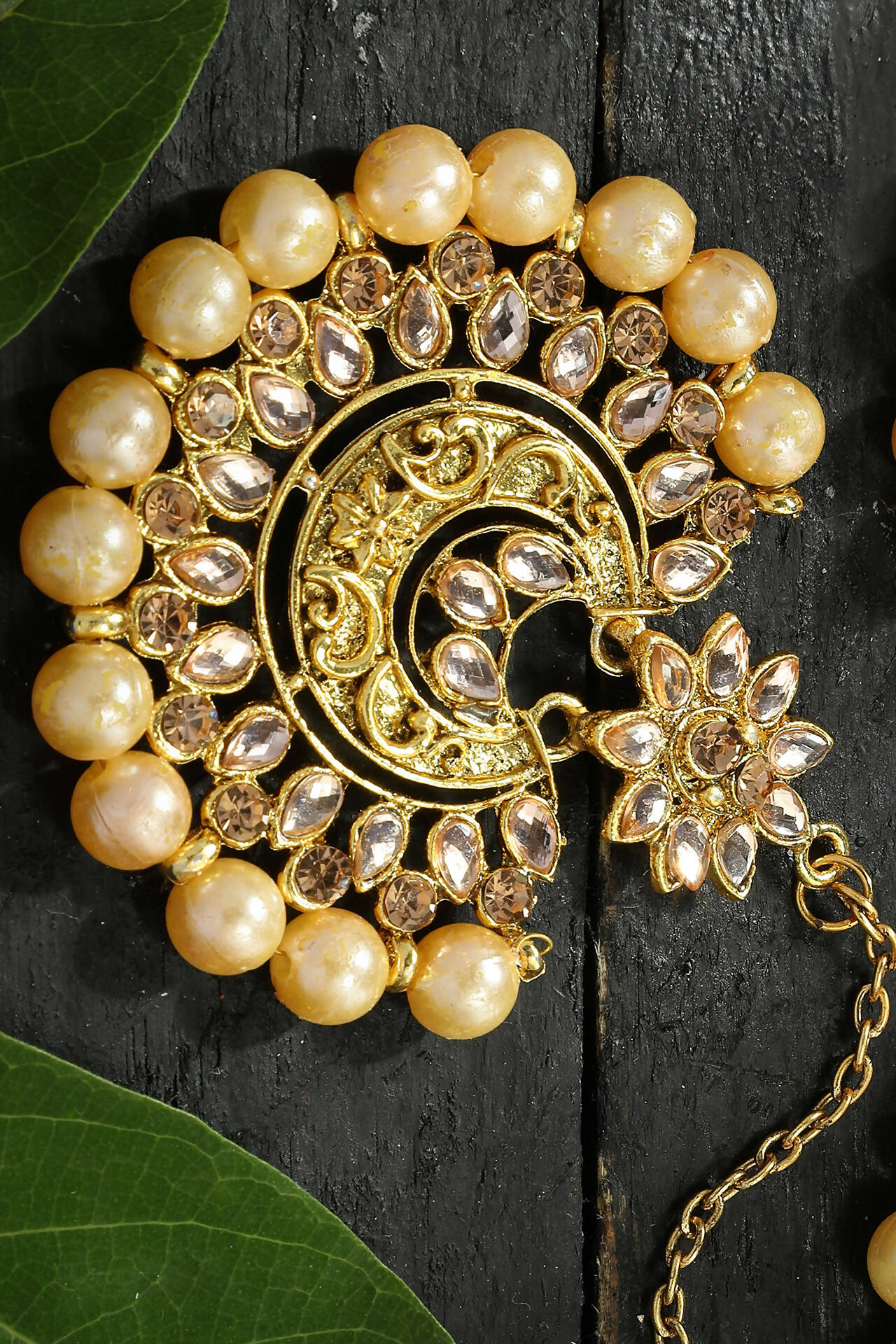 Mominos Fashion Joharkamal Kundan work Earrings with Tika