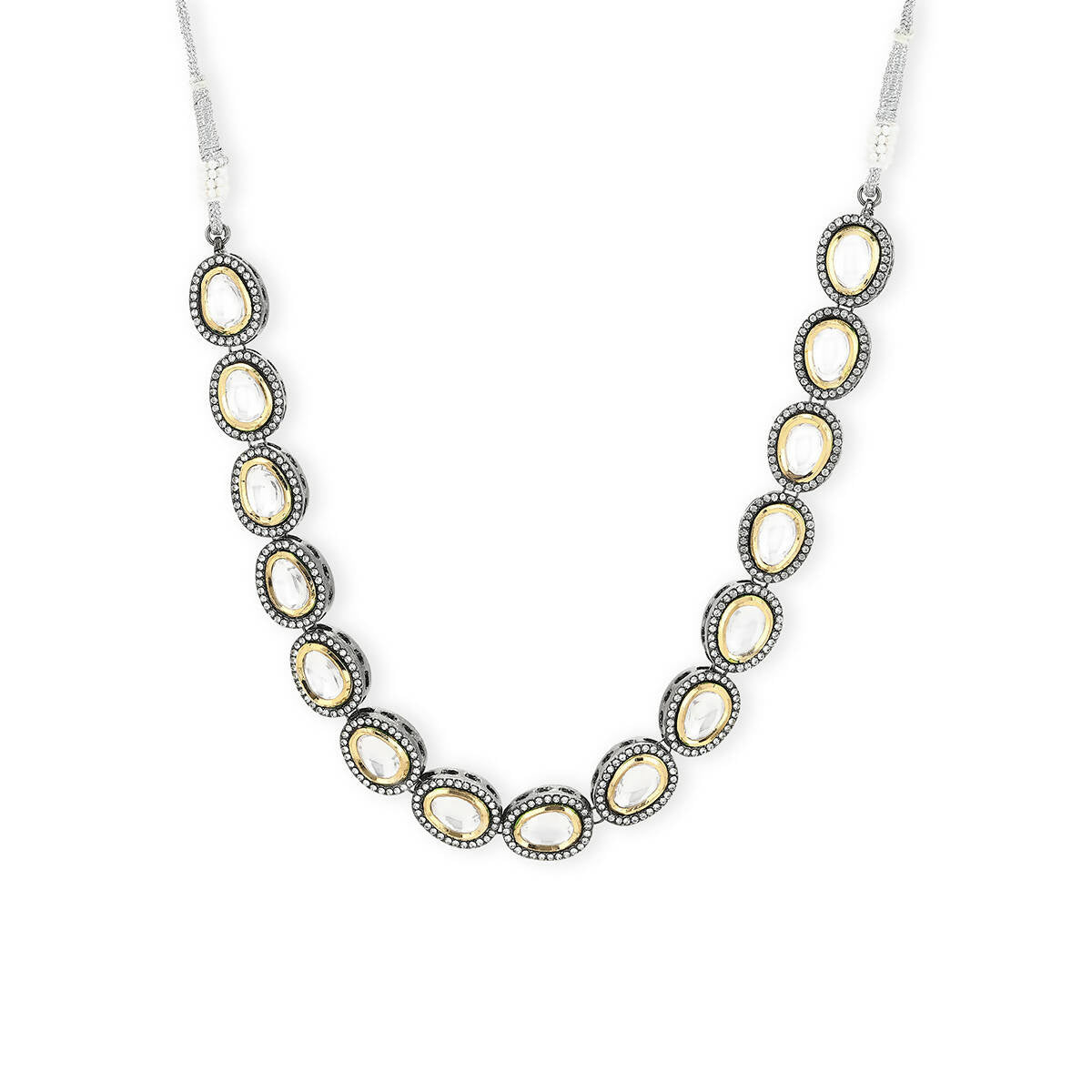 Silver-Toned Brass Rhodium-Plated Necklace - Ruby Raang