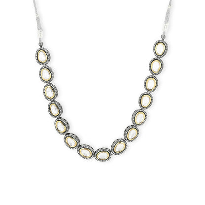 Silver-Toned Brass Rhodium-Plated Necklace - Ruby Raang