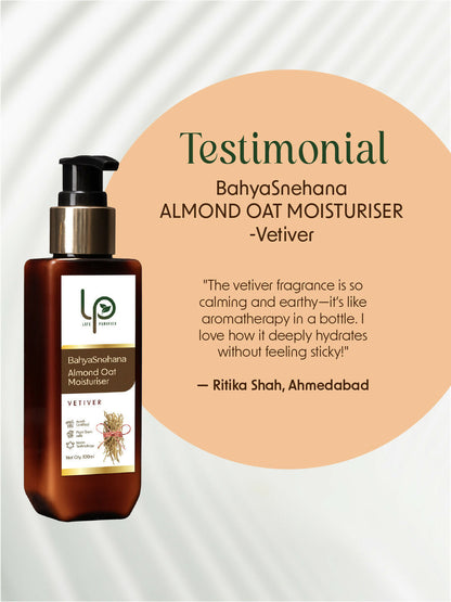 Life Purified Bahyasnehana Almond Oat Moisturiser - Body Lotion - Vetiver