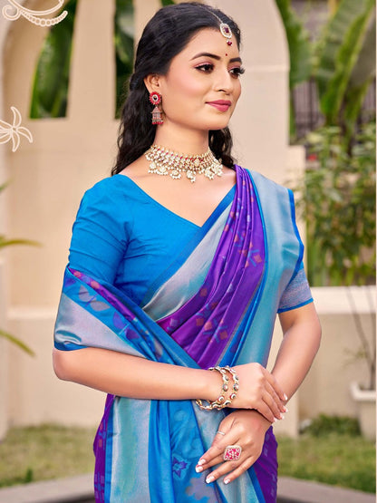 Anaita Violet Silk Saree With Blouse Piece