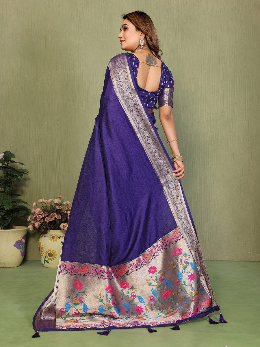 Anaita Violet Paithani Gala Silk Saree With Blouse