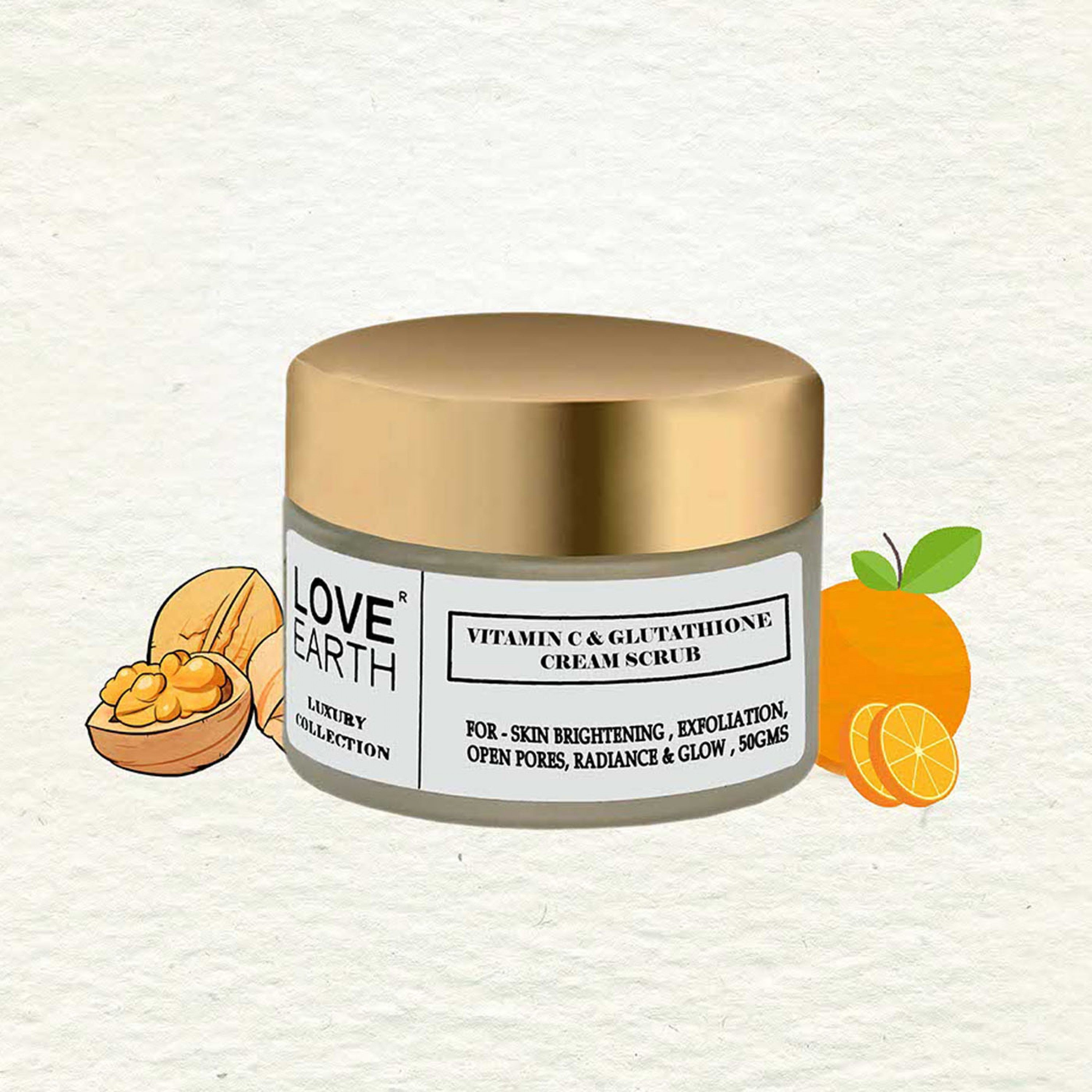 Love Earth Vitamin C & Glutathione Cream Scrub - 50 gms