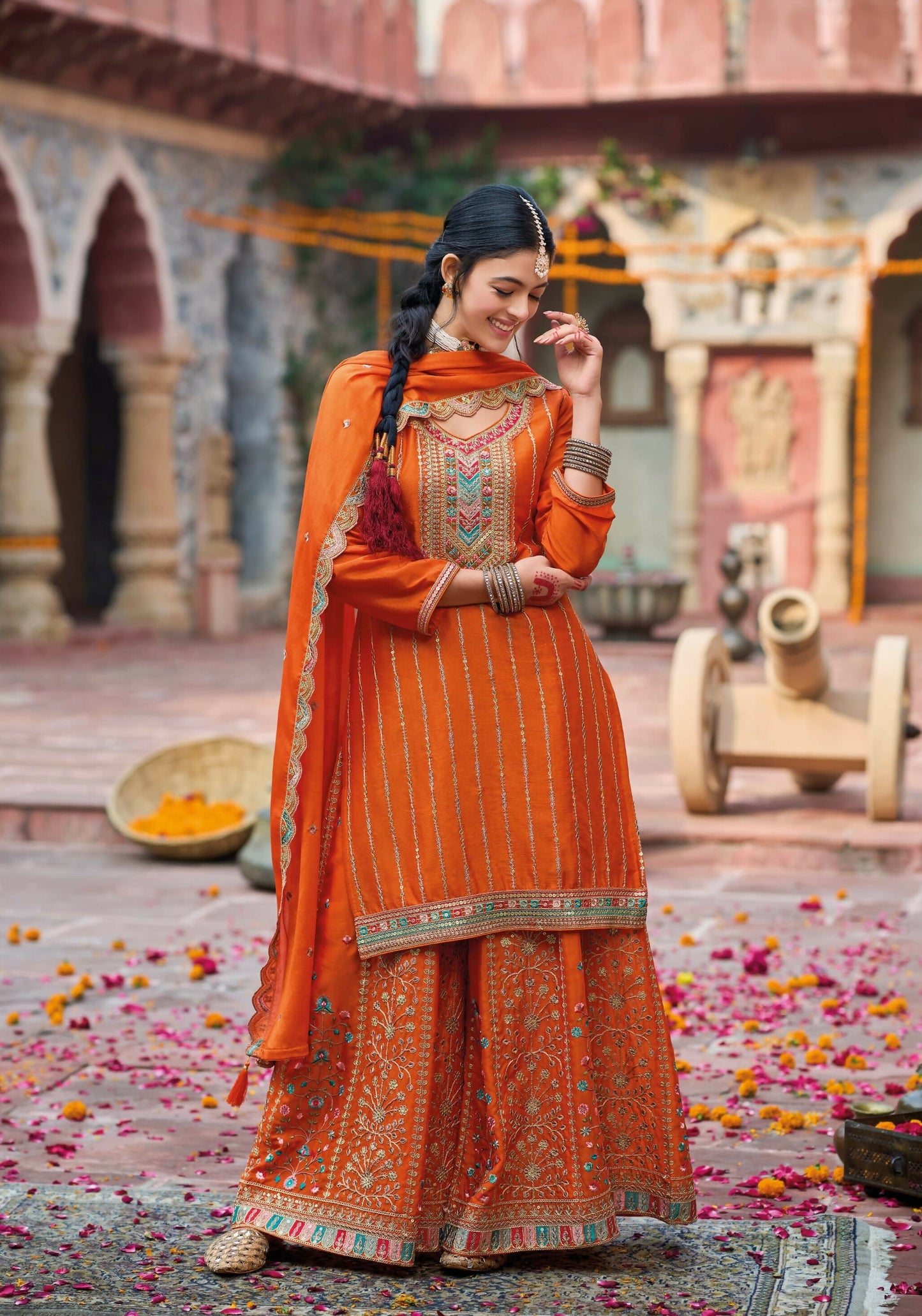 Anaita Coral Premium Embroidery Dhaga Sequin Work Ready Made Suit