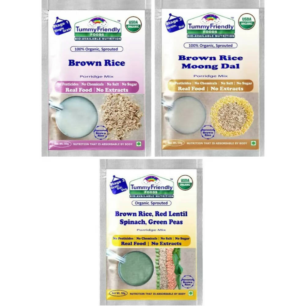TummyFriendly Foods Certified Brown Rice Porridge Mixes - Stage1, Stage2, Stage3