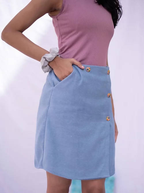 Diva Globe Blue Over Lap Skirt